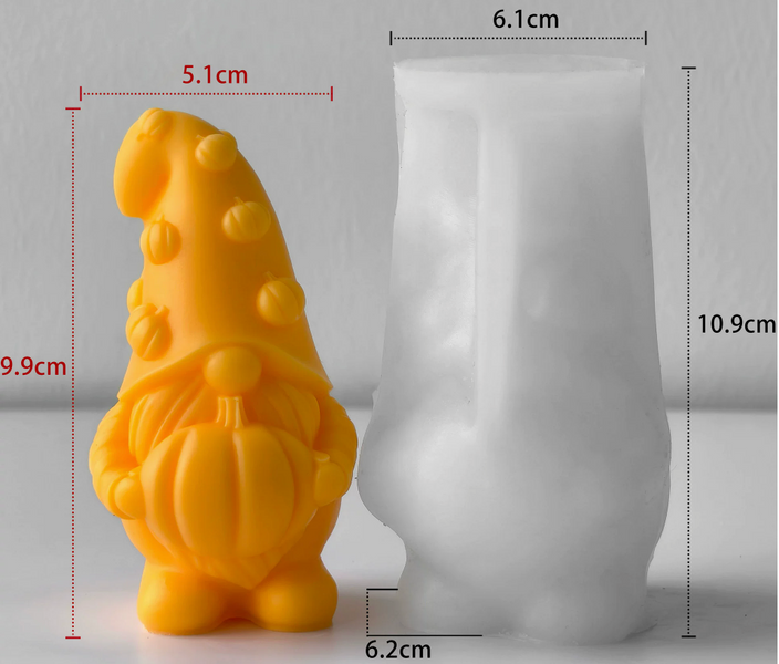 Силіконова форма для свічки "Гном з гарбузом" mold-gnome-pumpkin фото