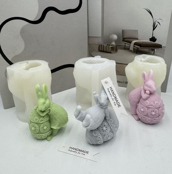 Силиконовая форма для свечей и мыла "Кролик с писанкой" mold-rabbit-easteregg-1 фото