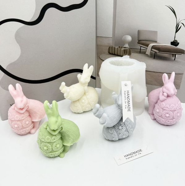 Силиконовая форма для свечей и мыла "Кролик с писанкой" mold-rabbit-easteregg-1 фото