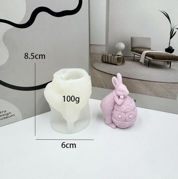Силиконовая форма для свечей и мыла "Кролик с писанкой" mold-rabbit-easteregg-1 фото