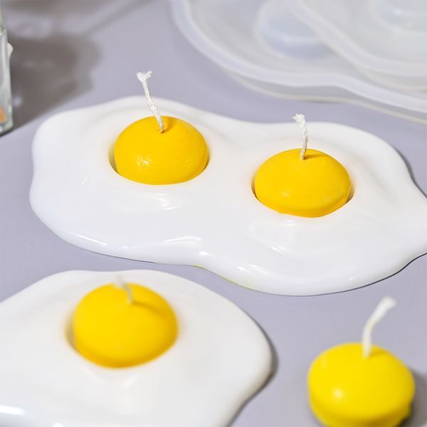 Набор силиконовых форм для подставки и свечи "Яичница" mold-eggshell-set фото