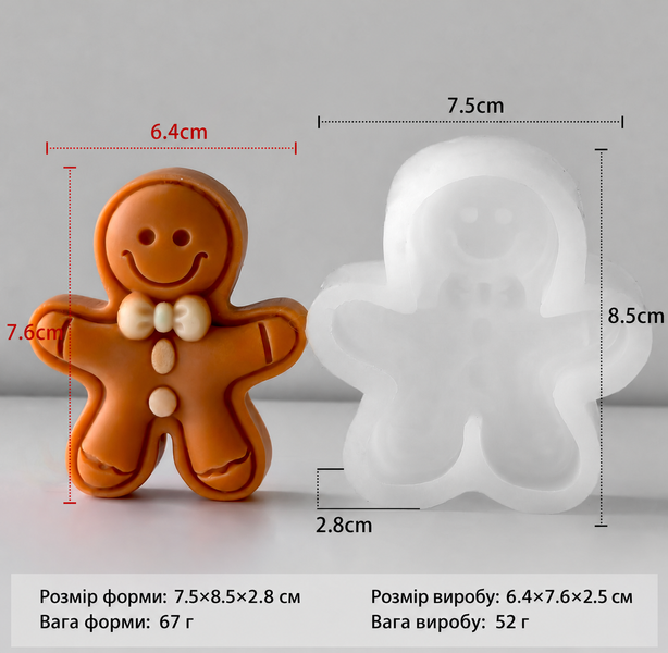 Силиконовая форма для свечи "Пряничный человечек" mold-gingerbread фото