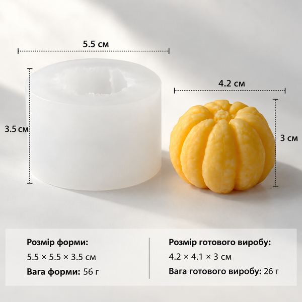Силіконова форма для свічки "Чищений міні мандарин" mold-mandarin-peel-2s фото