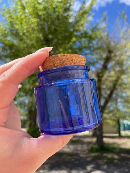 Скляна баночка з корковою кришкою "Лондон", 90мл, синя London-90-blue фото